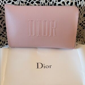 Dior Blush Pink Leather Clutch/Cosmetic Bag